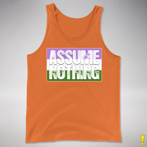 Assume Nothing Genderqueer Pride Flag Premium Tank Top - Orange